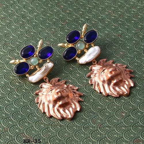 LION NATURAL STONE EARRINGS
