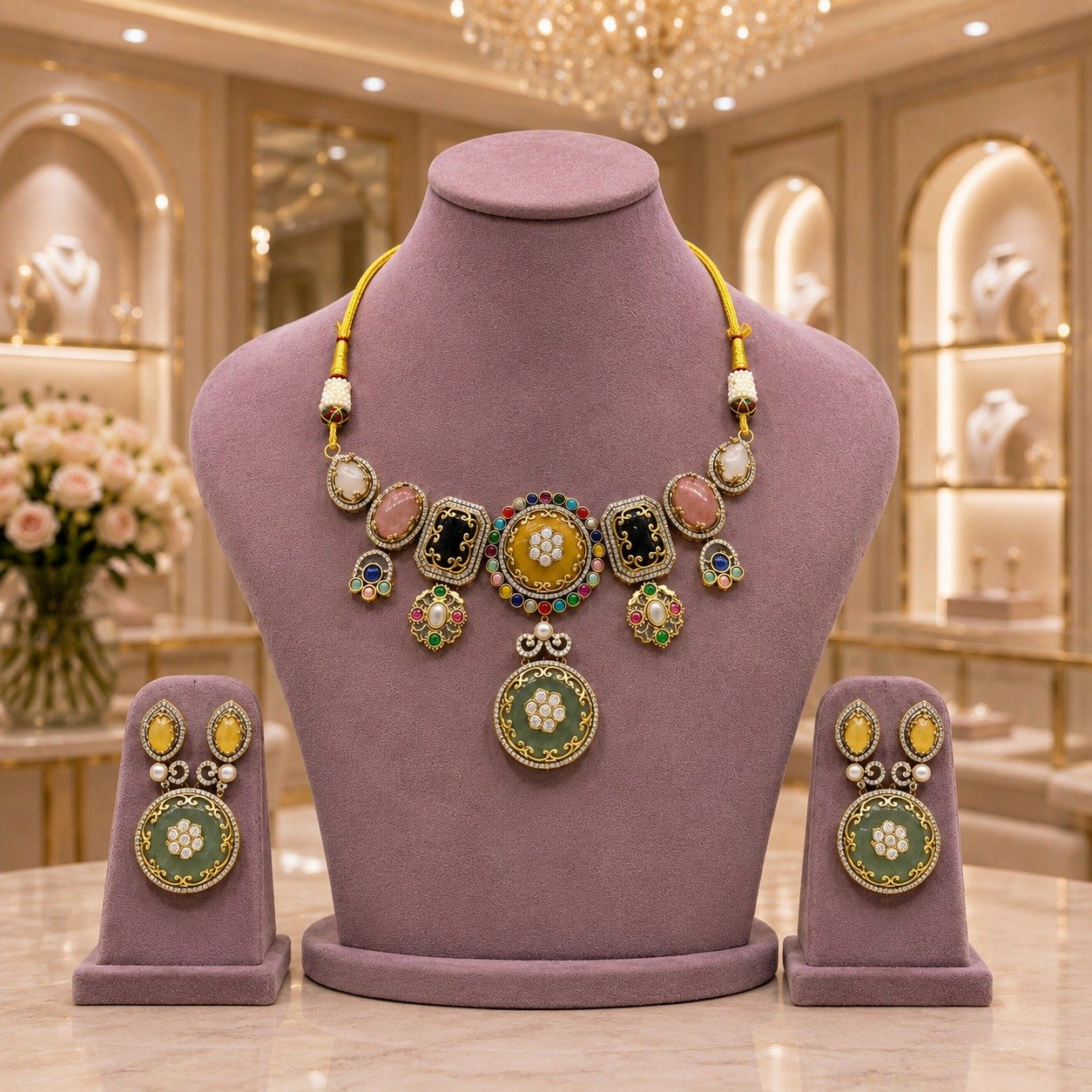 STATEMENT MULTICOLOR NECKLACE SET