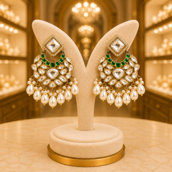 Kundan Chandbali Pearl Earrings Manufacturer in India