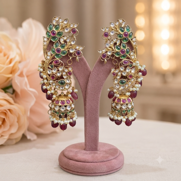 Kundan Peacock Earcuffs Manufacturer India | Wholesale
