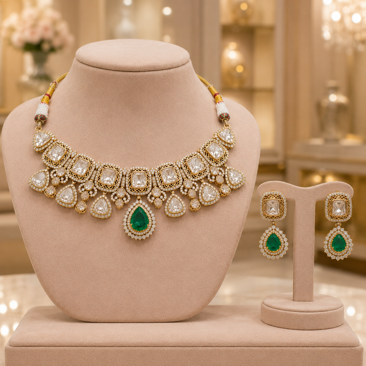 Moissanite Partywear Necklace Set Manufacturer India