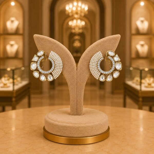 Moissanite Pearl Tops Earrings Manufacturer India