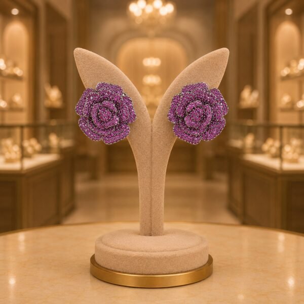 Nano Setting CZ Rose Earrings Manufacturer India