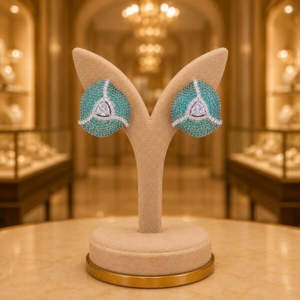 CZ Turquoise Stud Earrings Manufacturer India